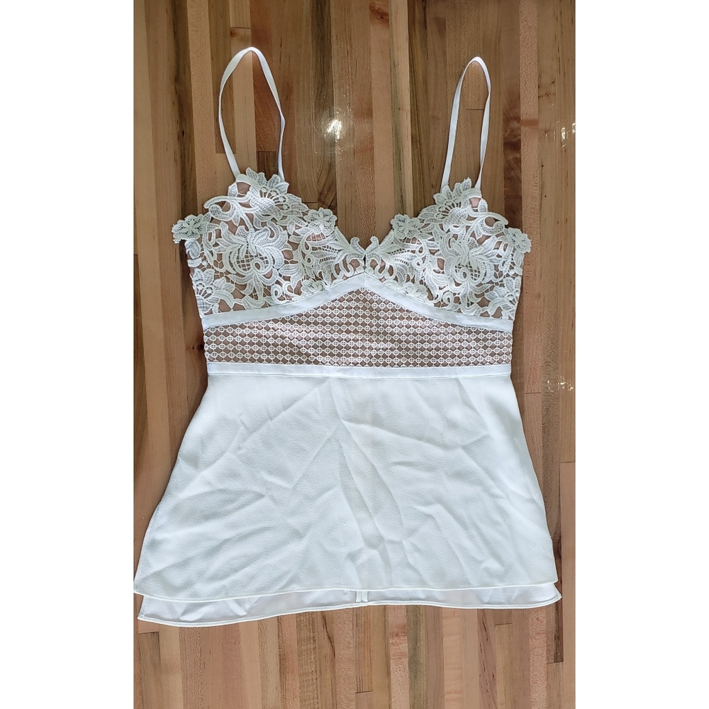 Theory White Lace Camisole Tank Top